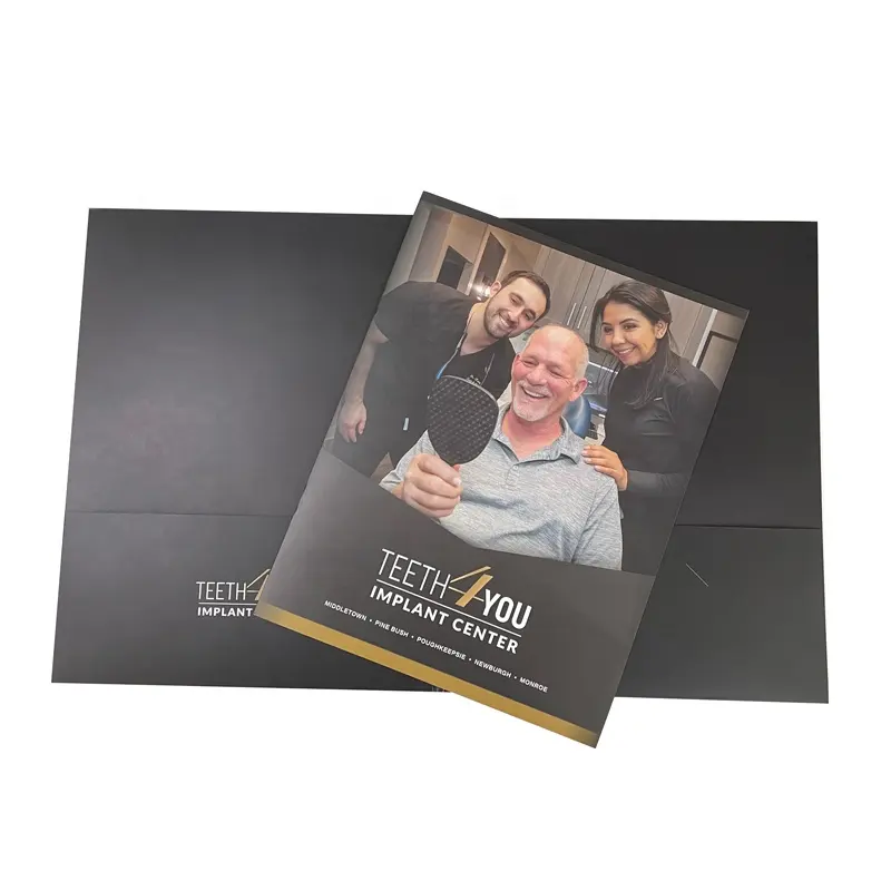 Free Sample Custom Logo Personalize Business School A4 Presentation Document Paper Files Folders Printing with Pockets