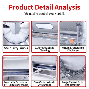 Automatic Fruit <b>Vegetable</b> Washing Peeling Machine Wavy Brush Closely Fit Materials For Thorough Cleaning - Product Image 5