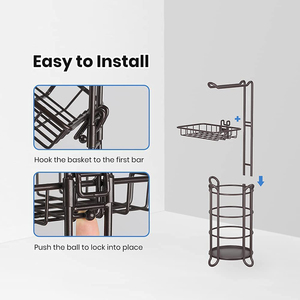 Premium Quality Floor Free Standing <strong>Toilet</strong> Tissue Paper Roll Storage Holders <strong>Wipes</strong> <strong>Dispenser</strong> With Shelf for Bathroom - Product Image 2
