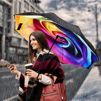 Parapluie inversé double couche coupe-vent coloré avec poignée en C, disponible en stock, personnalisable avec logo