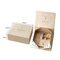 Boîte à bijoux de mariée pliable de luxe personnalisée, plateau en velours, insert amovible pour bagues, boucles d'oreilles, colliers, papier rigide, cadeau, pelliculage mat