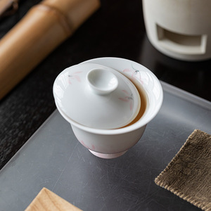 Guanlan White Porcelain Gaiwan With Lid Hand Painted Pink Orchid Kung Fu <b>Tea</b> <b>Set</b> Afternoon <b>Tea</b> - Product Image 4