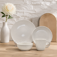 Ensemble de vaisselle en céramique 16 pièces, ensemble de porcelaine blanche pour la cuisine et la maison
