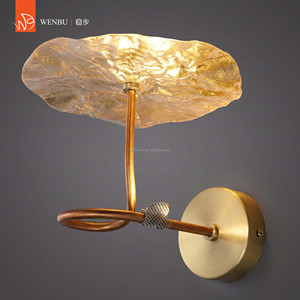 Golden Lotus Luxury Wall <b>Lamp</b>, <b>Antique</b> Bronze Lotus Leaf Wall Sconce - Product Image 3