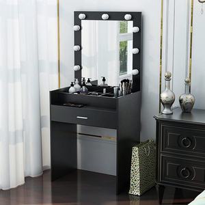 Tocador Grande con Luces, Moderno Tocador Negro con Espacios <span class=keywords><strong>Clasificados</strong></span>, Mesa de Maquillaje para Dormitorio - Product Image 2