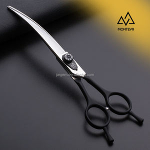 JARGEM Professional Hundes chere 7,<span class=keywords><strong>5</strong></span> Zoll Tier pflege Gebogene Schere Schwarze Tier pflege produkte - Product Image 1