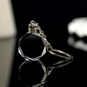 Porte-clés en cristal de verre, quartz clair, lumière LED, cadeau d'affaires portable - Product Image 1
