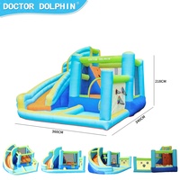 Château gonflable résidentiel personnalisé pour enfants avec toboggan en tissu Oxford, piscine à balles et piscine à jets d'eau pour jardin
