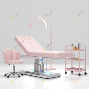 Belleza moderna <span class=keywords><strong>Saon</strong></span> 3 motores mesa de masaje eléctrico y silla de lujo Rosa personalizado extensión de pestañas cama con control de pie - Product Image 3