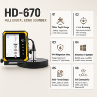Sondeur écholocalisant numérique complet Hi-target HD-670 200 kHz, faisceau unique, profondeur 300 m, précision 1 cm, IP66, alliage de magnésium, transducteur Win10