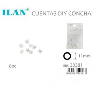 Perline di conchiglia Ilan a forma di stella da 11 mm, colore naturale, per artigianato - Product Image 3