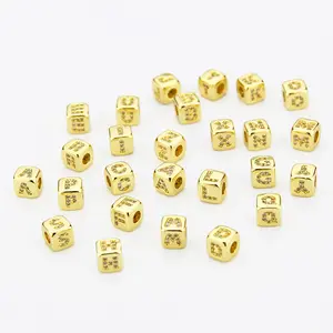 Customized Copper Gold-plated 26 Alphabet Iniaid Zircon Block Diy Name Necklace Kolye Pendant