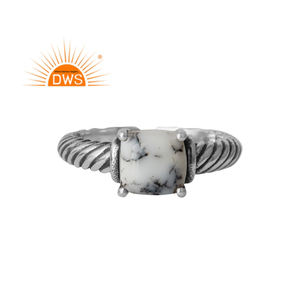 Attractive Dendrite Gemstone Ring Pure Indian 925 Sterling Silver <b>Adjustable</b> Band Ring Jewelry Manufacturer - Product Image 1