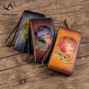 Andong Leather New Fashion Long Wallet Purse for Women Genuine Cow Leather <b>Retro</b> Clutch Bag Multi-Card Position <b>Phone</b> Bag - Product Image 1