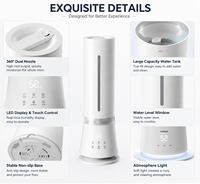 Humidificateur intelligent grande capacité 9L avec télécommande, brume chaude et froide, humidificateur sur pied pour la maison et la chambre