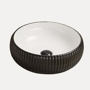 Lavabo en céramique multicolore personnalisé, design moderne à rayures, <span class=keywords><strong>CORONIS</strong></span> 9L, garantie 5 ans, pour salle de bain d'hôtel, lavabo à poser sur comptoir - Product Image 3