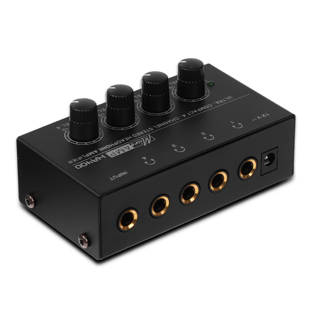 Top Deals 4 Channels Mini O Stereo Headphone Amplifier HA400 Ultra-Compact Audio Amplifier With Power Adapter EU US Plug Adapter