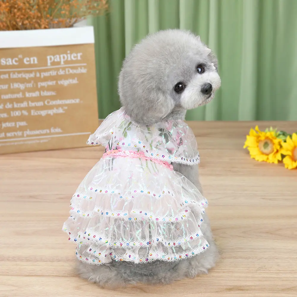 Küçük köpek için lüks tasarım evcil kıyafetler moda elbise parti dantel elbise köpek gömlek köpek etek Pet kostüm köpek yaz elbisesi