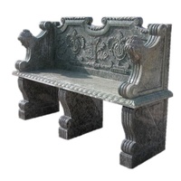 Banc d'extérieur en granit gris sculpté à la main, poli, 120 cm, sculpture de jardin traditionnelle avec garantie de 5 ans