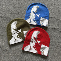 Bonnet Y2K Hip Hop Punk Skater en tricot jacquard à motif abstrait, chaud et doux en acrylique, streetwear unisexe pour hommes et femmes