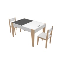 Meubles d'activités pour enfants modernes, table et chaises de jeu et d'étude multifonctionnelles en bois pour enfants avec tableau noir et tableau blanc