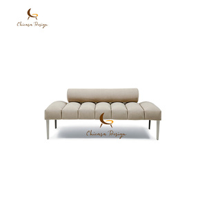 Minimalist Channel Tufted Designer Upholstered <b>End</b> <b>Bed</b> Stool Luxury Villa Bedroom Decor Soft Fabric Household Furniture - Product Image 1