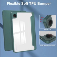Housse de tablette en cuir PU pour Samsung Galaxy Tab A9 8,7 pouces avec design pliable à trois volets transparent