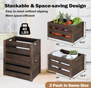 กล่องเก็บของไม้ทรงสี่เหลี่ยมผืนผ้าขนาดใหญ่พร้อมหูหิ้ว แพ็คคู่ ราคาส่ง - Product Image 3