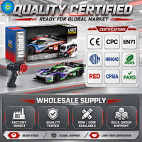 Auto de Carreras a Control Remoto 2.4G con Luces, Llantas de Derrape Reemplazables, Recargable por USB, Vehículo de Carreras de Juguete, Regalo de Cumpleaños para Niños y Adolescentes