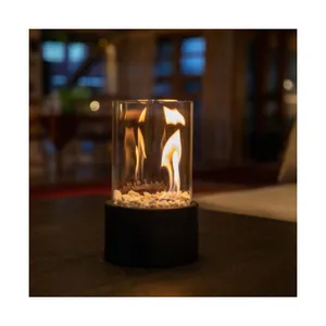 Ornements pour la maison lampe de cheminée à alcool de bureau intérieur en acier inoxydable petit poêle de chauffage portable