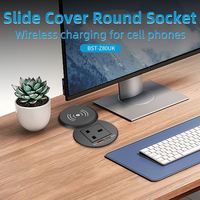 Multiprise de table encastrable PD20W 80mm avec couvercle rotatif et chargeur sans fil 10W, prise de bureau encastrable de protection