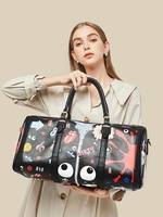 Sac bandoulière femme en cuir PU grande capacité, motif dessin animé graffiti, style mode, idéal pour voyage et week-end