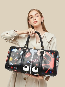 <span class=keywords><strong>Sac</strong></span> bandoulière femme en <span class=keywords><strong>cuir</strong></span> PU grande capacité, motif dessin animé graffiti, style mode, idéal pour <span class=keywords><strong>voyage</strong></span> et week-end - Product Image 4