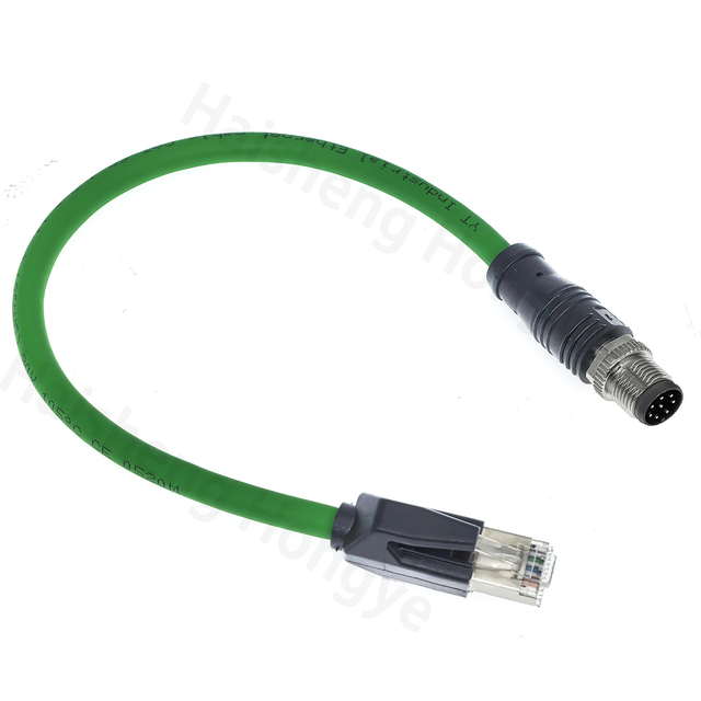 M12 A-coded 8 Pin to RJ45 Ethernet Cable 1m/2m/3m Straight Male/Female IP67 Waterproof Cat6/Cat6A for Industrial Profinet