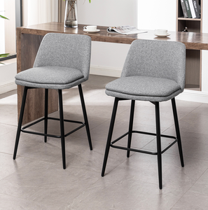 Modern Adjustable Counter Height Swivel Bar <b>Stools</b> Set of 2 360 Swivel Upholstered with Back Metal Legs for Dining/Living Room - Product Image 3