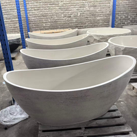 Baignoire autoportante Weihao en surface solide, courbée, texture travertin, baignoire en pierre artificielle pour salle de bain
