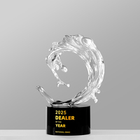 Trophée en verre personnalisé avec ondulations et couleurs cristallines, Trophée TV Sport, Trophée en verre K9, Trophée en bois, Vente en gros
