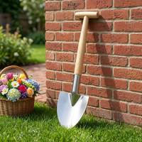 Bêche de jardin robuste en acier inoxydable avec manche en bois massif de type T, pelle à main pour creuser, planter et ameublir la terre, bêche pour décompactage