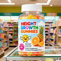 Gummies de croissance en hauteur halal, 60 unités, enrichies en vitamine D3 et en zinc, sans OGM, complément alimentaire végétalien