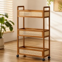 Chariot de rangement utilitaire en bambou, 3 niveaux, 35cm, 50cm, 70cm, mobile, pour la maison, la cuisine, la chambre, le balcon, vente en gros, directement du fournisseur