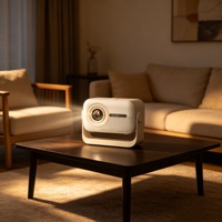 Projecteur intelligent Android 14 1080P 400 ANSI Lumens avec autofocus et correction automatique de la distorsion trapézoïdale, Android 14, Wi-Fi, Bluetooth, décodage 4K pour le divertissement à domicile