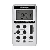 Radio de bolsillo estéreo universal de doble banda con pantalla digital, mini receptor de radio, auriculares, batería incorporada, seguro, ecológico, táctil