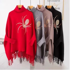 Maglione Pullover con paillettes primavera inverno con collo alto a forma di <span class=keywords><strong>ragno</strong></span> - Product Image 1
