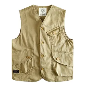 Custom Cotton twill Journalist Hunting Camera man Vest Men's Multi Pockets casual Waistcoat oversized Vest