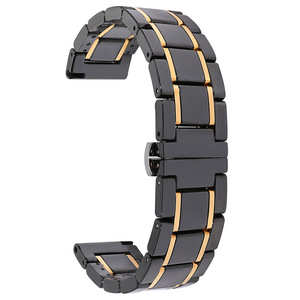 Cinturino in Acciaio Inossidabile e Ceramica da 20mm 22mm per <span class=keywords><strong>Apple</strong></span>, Samsung, Huawei <span class=keywords><strong>Watch</strong></span>, Sgancio Rapido, <span class=keywords><strong>5</strong></span> Perle, Accessori per Orologi - Product Image 6
