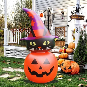 Inflatable Pumpkin Cat Decoration 115cm Halloween Outdoor Yard Decor PVC Material Party Festival Use - Product Image 1