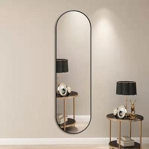<span class=keywords><strong>Miroir</strong></span> mural ovale pleine longueur Wosen, cadre en métal noir fin, forme capsule, du sol au <span class=keywords><strong>plafond</strong></span>, pour salon, entrée, décoration personnalisée - Product Image 1
