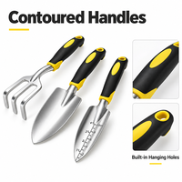 Ensemble d'outils de jardinage robustes 3 pièces avec poignée ergonomique en acier inoxydable : truelle, râteau et transplanteur pour le jardinage