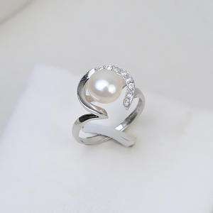 Anillo Abierto de Plata S925, Medio Redondo, Ajustable, para Mujer, Tallas 10-11, Accesorios para Joyería, Herramientas y Equipos - Product Image 1