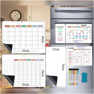 Ensemble d'aimants de réfrigérateur personnalisés double face pour planification mensuelle, <span class=keywords><strong>hebdomadaire</strong></span> et quotidienne, forme personnalisée, tableau blanc effaçable en acrylique, tableau de notes - Product Image 3